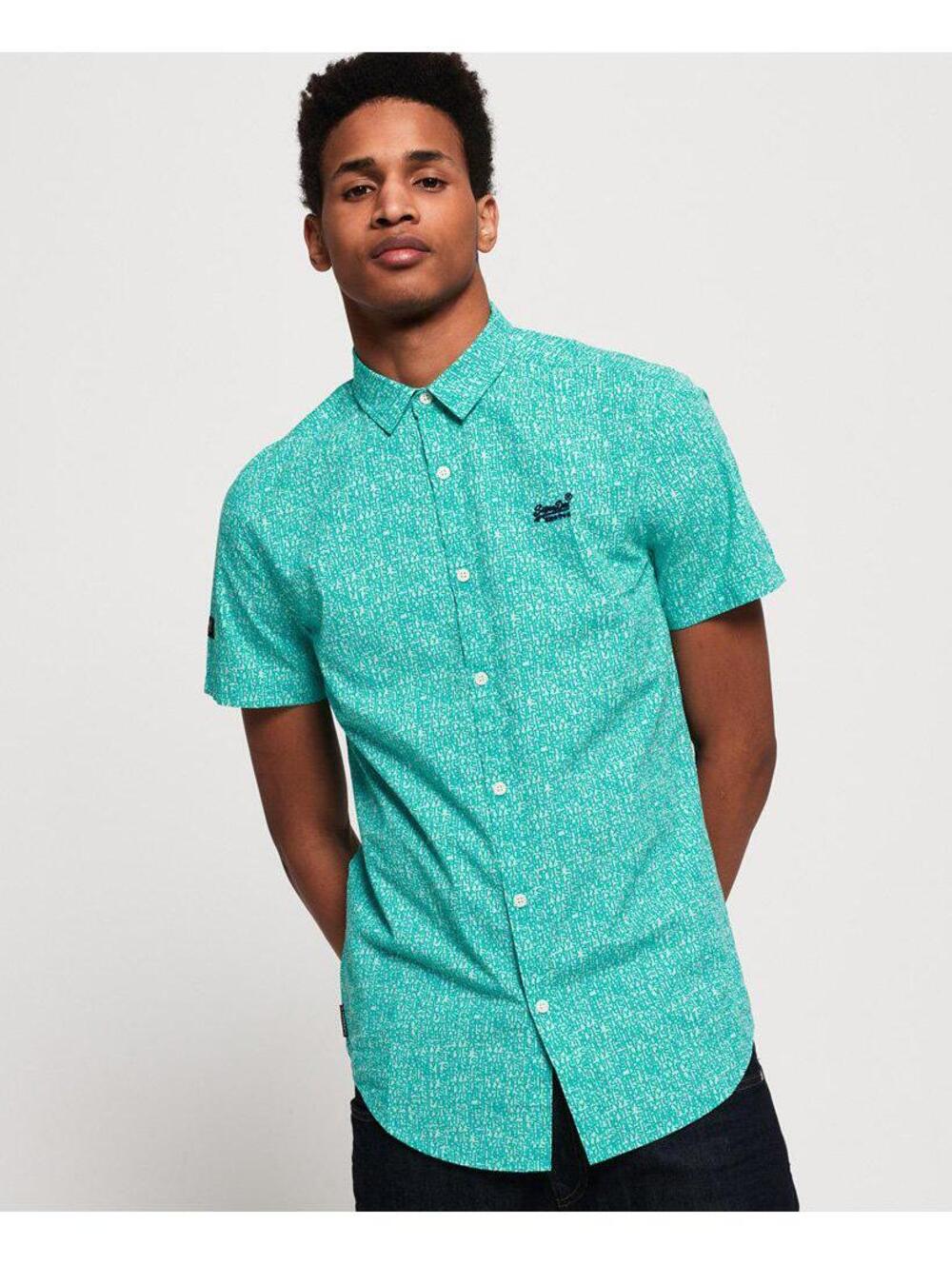 SuperDry, Short Sleeve International Vacation Shirt, All Over Print, Mens Small